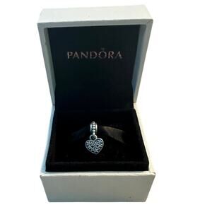 Pandora Pavé Clear CZ Heart Dangle charm crafted from sterling silver
